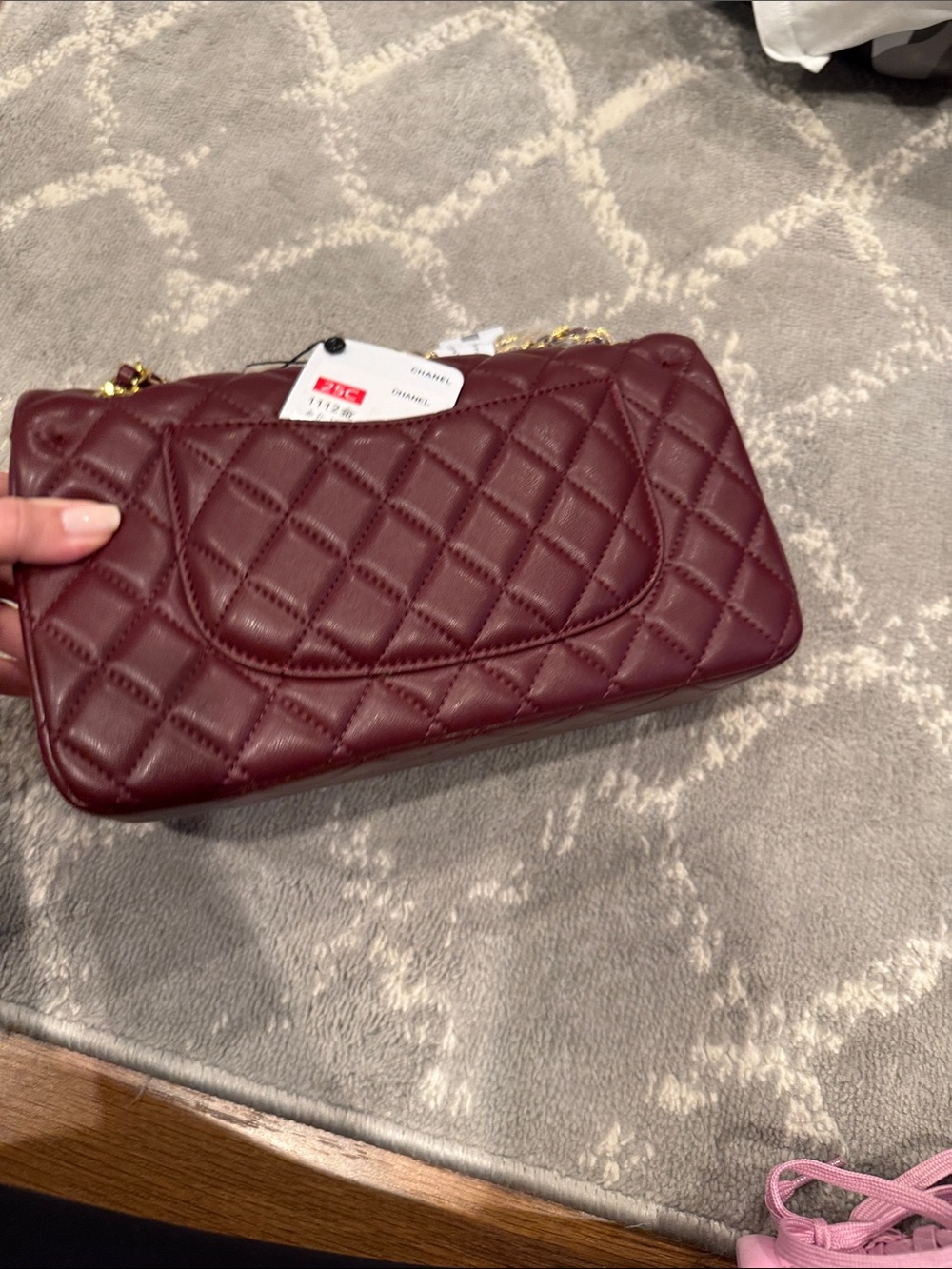 Chanel style maroon and gold small classic flap - Picture 6 of 12